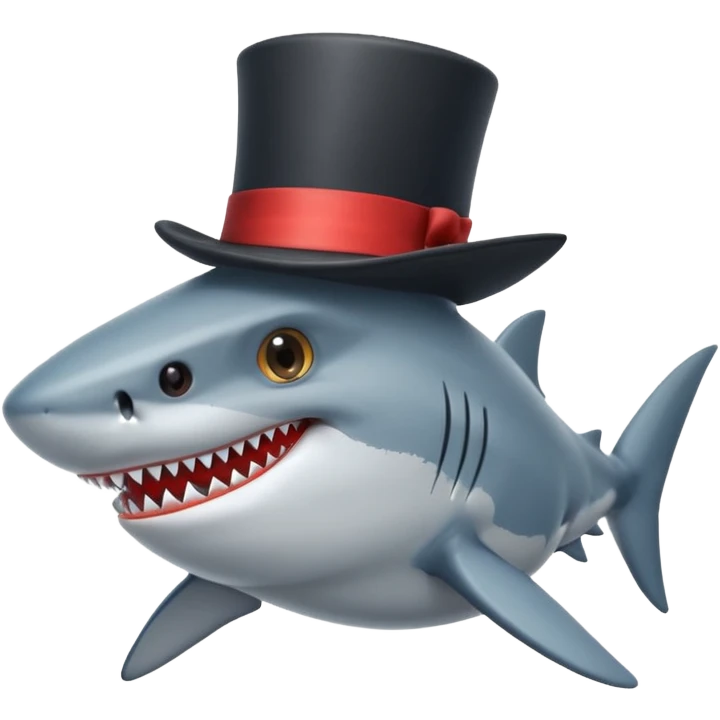 Shark with a top hat emoji