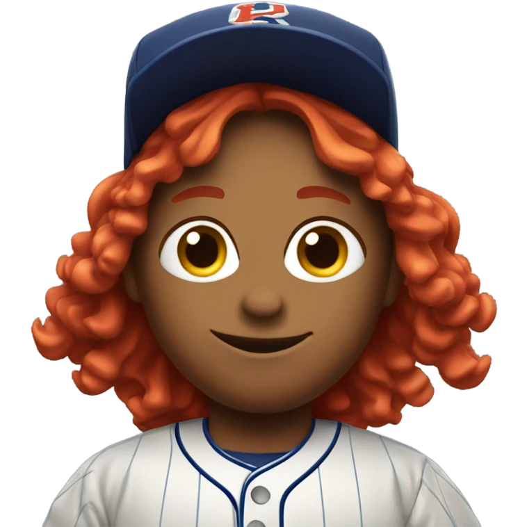 Baseball with red hair emoji
