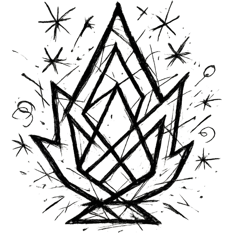 abstract flame shape, geometric style, chaotic black outline emoji