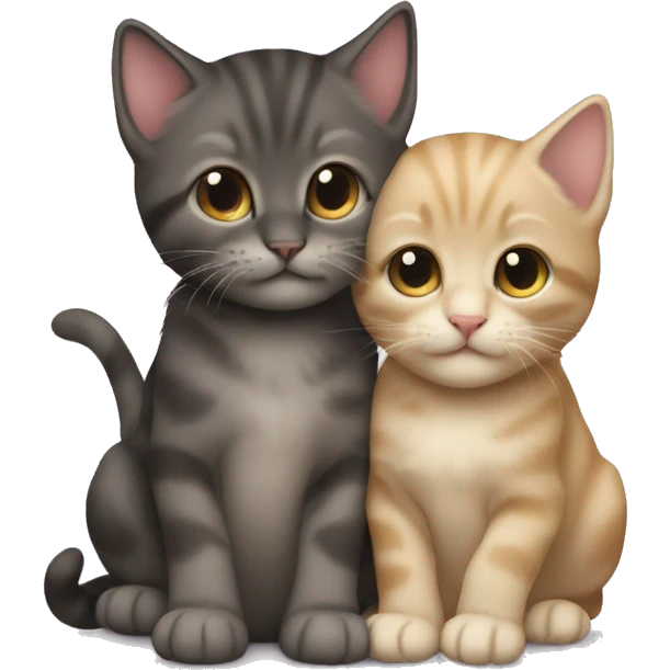 two kittens hugging. One is a light-haired boy, the other is a dark-haired girl, small emoji
