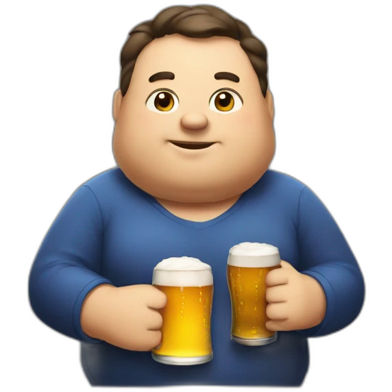 A fat person with a beer in his hand emoji