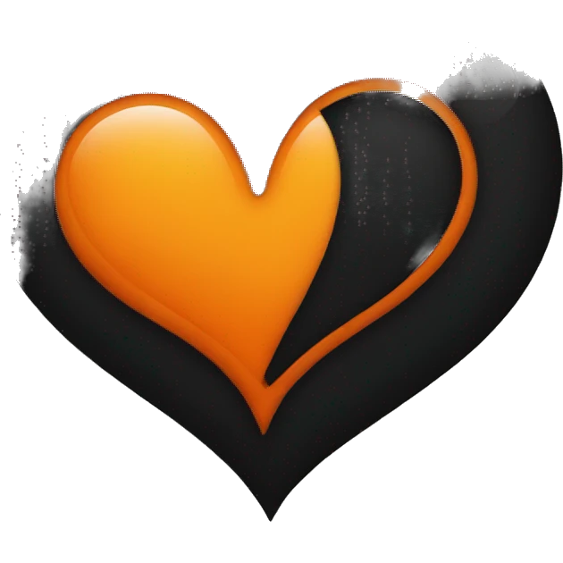 Half black and half orange heart emoji