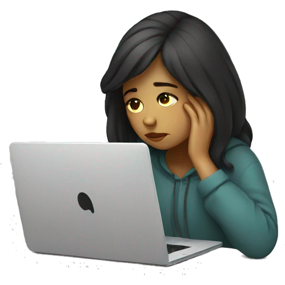 sad girl and laptop emoji