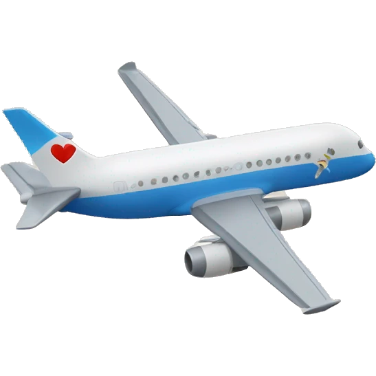 Plane going around the world with a heart ￼ emoji