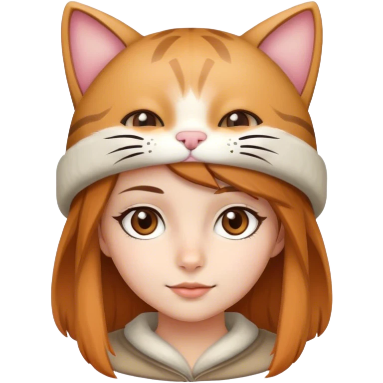 girl with brown eyes cat hat emoji
