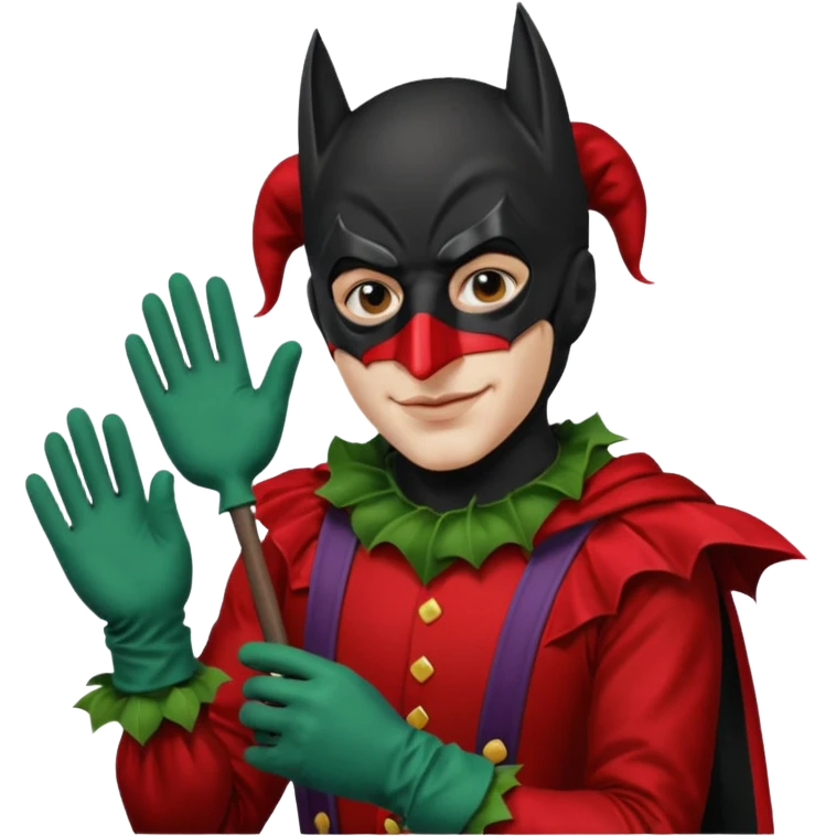 jester black and red mixed with an gardener and batman emoji