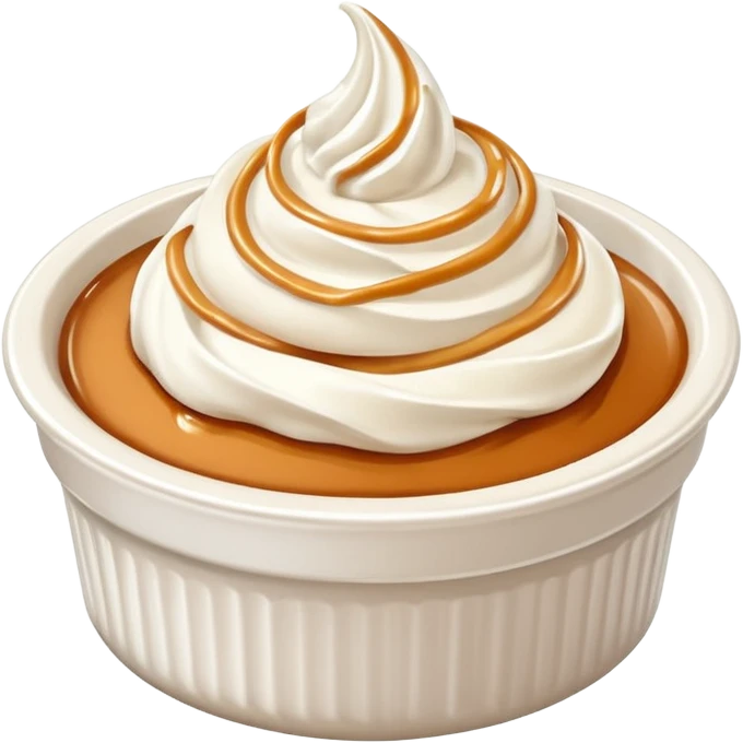 Dulce de leche in a ramekin with cream on top emoji