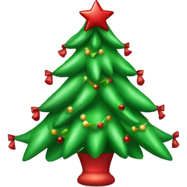 green christmas tree with red bows as ornamenta emoji