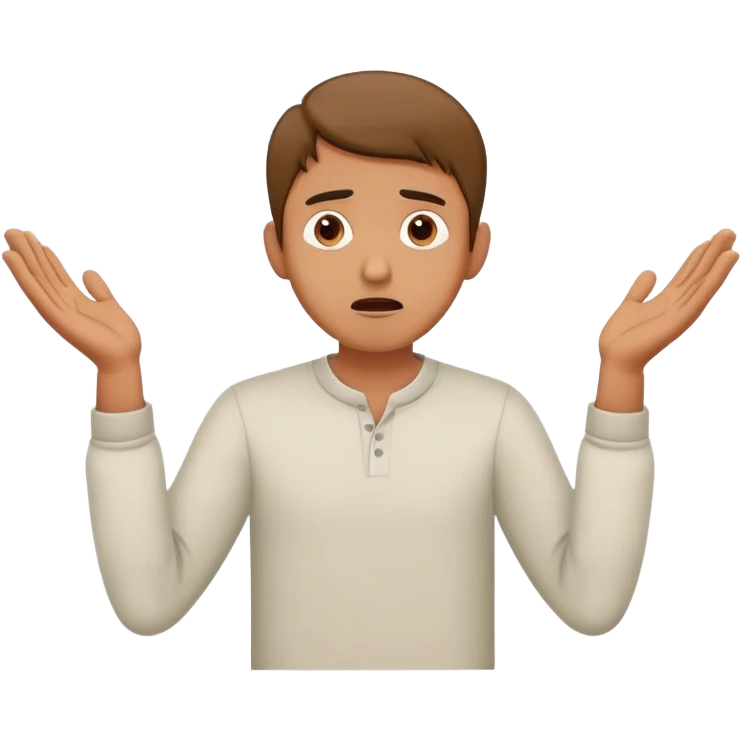 anxious man with hands outstretched in begging position with worried fearful expression emoji