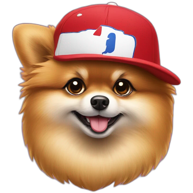 pomeranian wearing phillies hat emoji