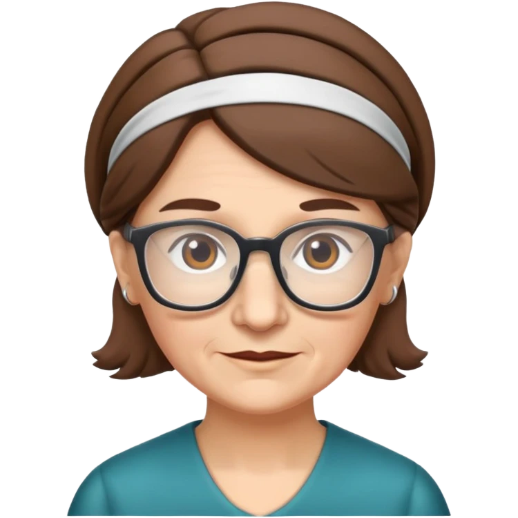 old white teacher brown hair with headband and glasses emoji