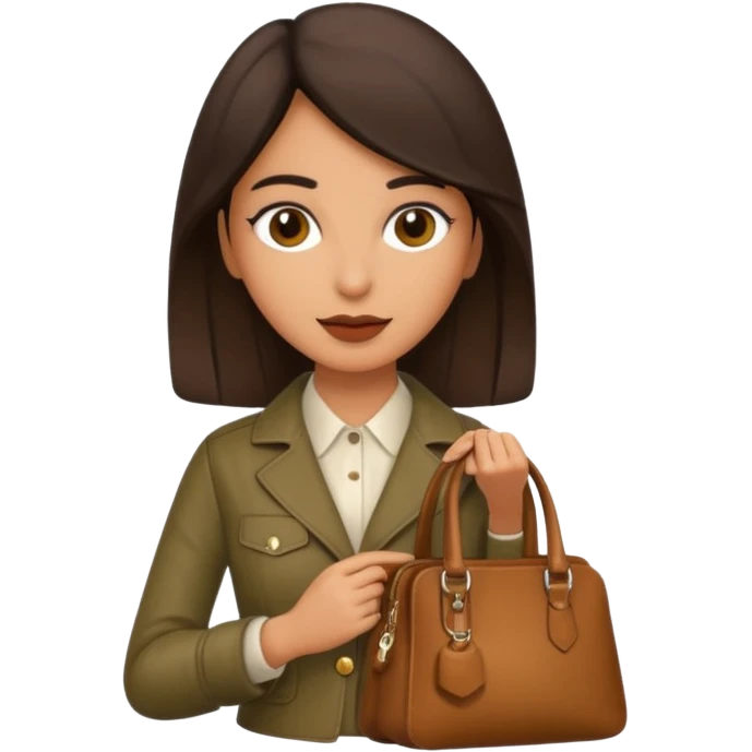 italian female with italian fashion style, holding bag emoji