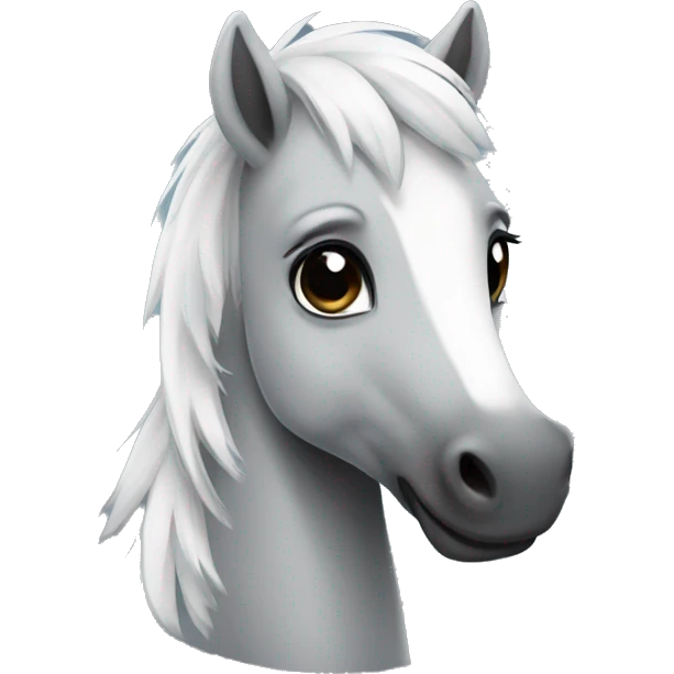 Tiny grey, white and black pony emoji