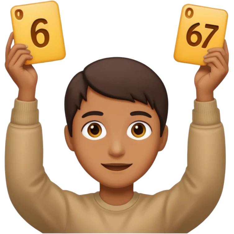 Holding up 67 emoji