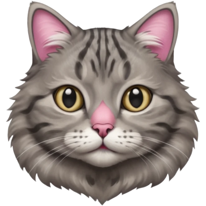 A high-resolution photo-realistic digital illustration of a solid grey tabby cat, chest upward emoji