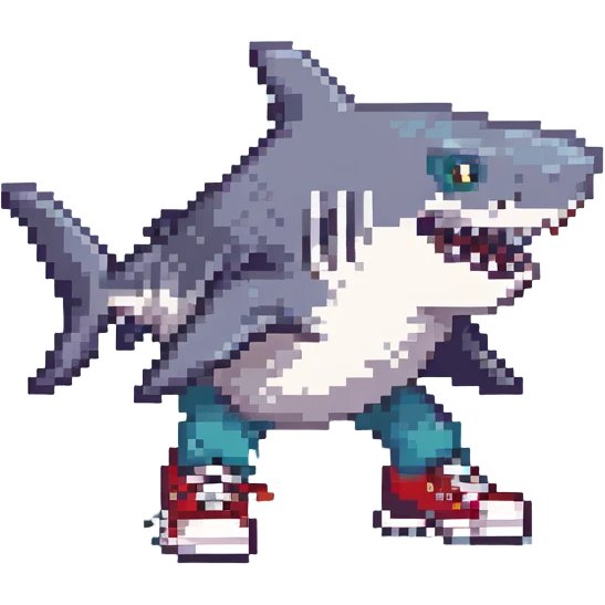 shark wearing shoes, simple background emoji