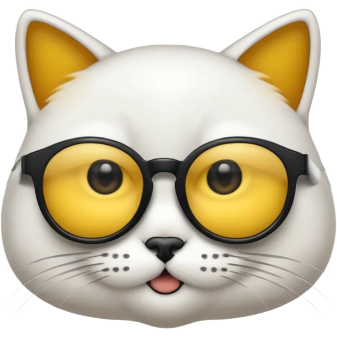 chat blanc à lunette noir emoji