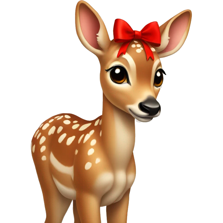 fawn with a red bow on it’s neck  emoji