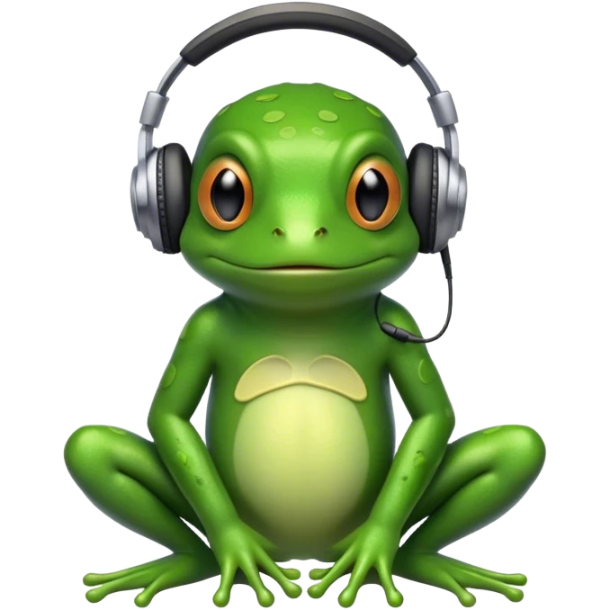 Frog with headphones emoji