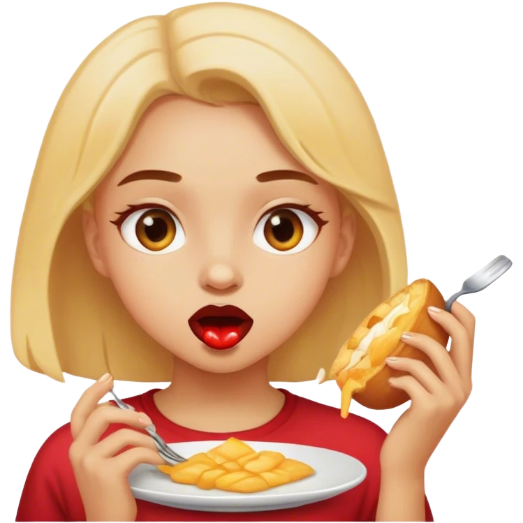 A girl eating emoji
