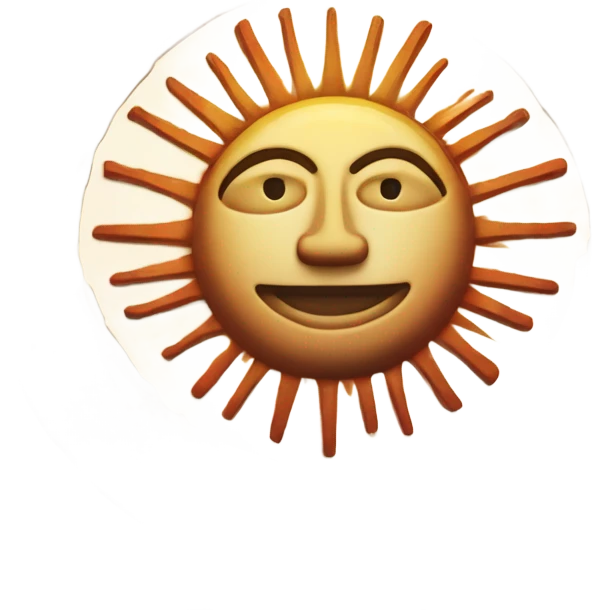 Un círculo radiante con rayos, similar a las representaciones de Tonatiuh, el dios del sol mexica. emoji