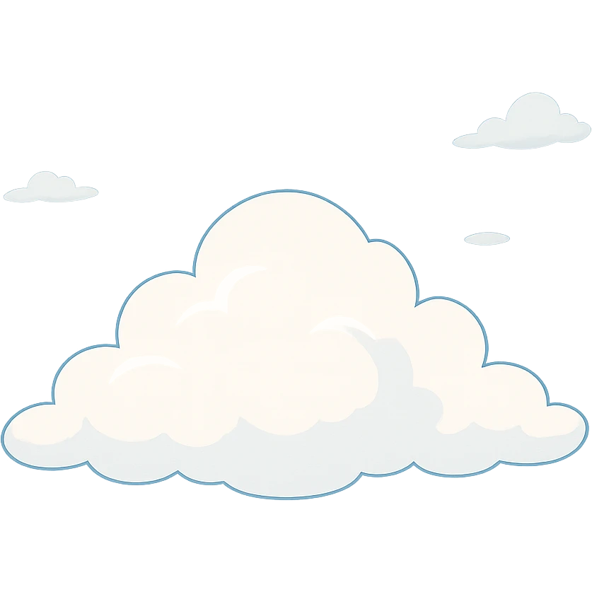A fluffy cloud floating in a clear sky, simple and soft with gentle curves and minimal details emoji