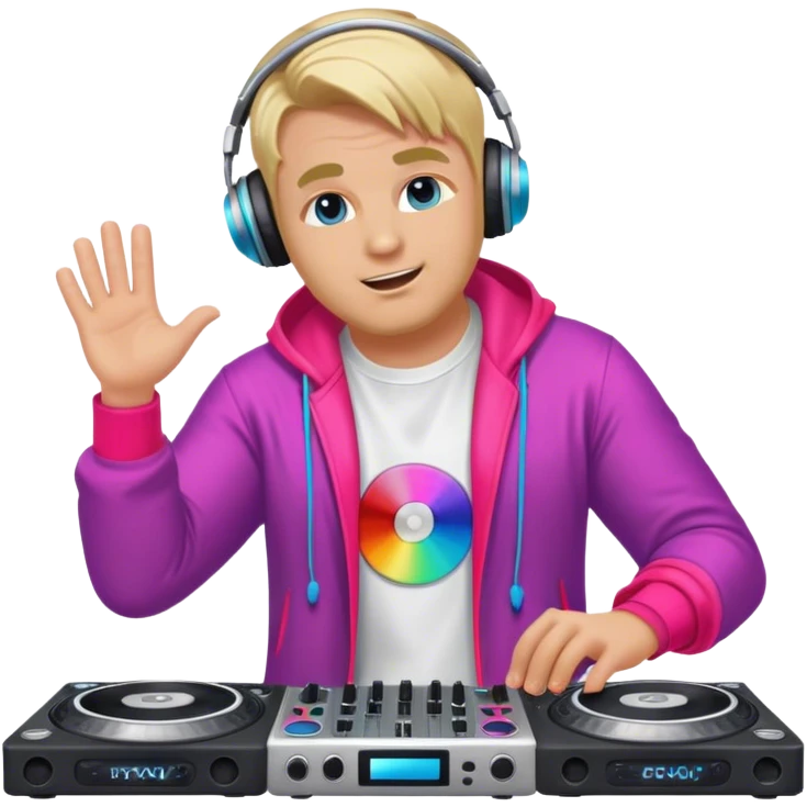blond big man dj playing in colorful outfit emoji