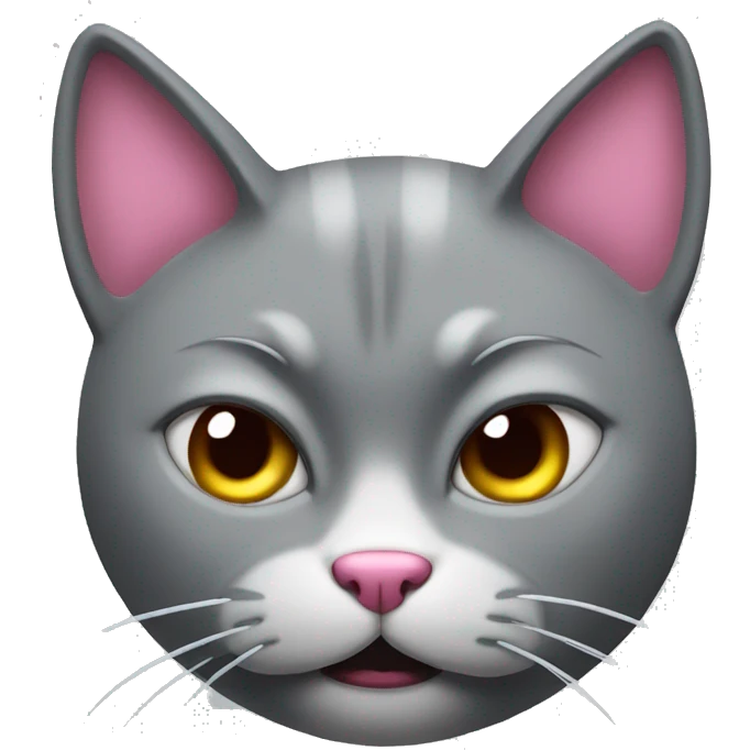 angry grey cat with pink nose emoji