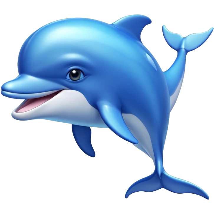 Beautiful and Majestic Dolphin Portrait Emoji, Radiating serene elegance and adorable charm with a graceful, streamlined form and luminous, glossy blue skin that shimmers under the sun, gentle, expressive eyes and a soft, content smile, Simplified yet exquisitely endearing features, highly detailed, glowing with a soft, majestic aquatic light, high shine, calm and enchanting, stylized with an air of timeless oceanic beauty, soft glowing outline, capturing the essence of a beautiful and majestic dolphin that embodies the pure magic of the sea! emoji