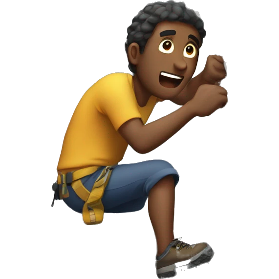 person who is trying to climb a rocky mountain emoji