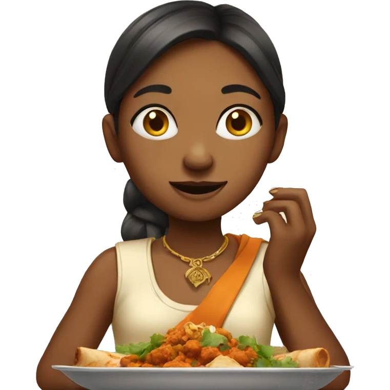 Light Girl eating Indian food emoji