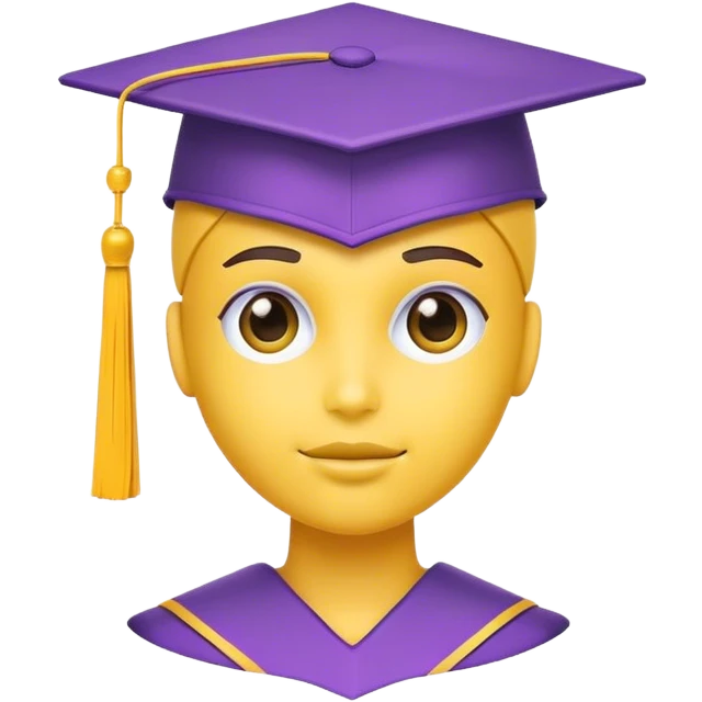 a cool ai chatbot with a graduation cap on , purple and yellow color emoji