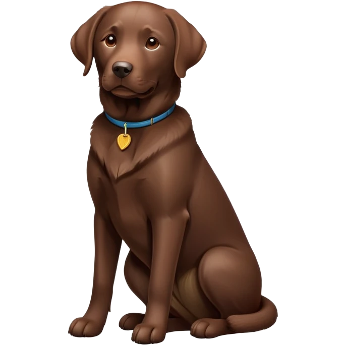 cinematic-[Labrador retriever]-realistic-full-body-sitting-emoji,-tail-resting-loosely-beside-its-paws,-head-tilted-dramatically, -sleek-[chocolate]-fur,-simplified-yet-realistic-focused-features,-highly-detailed,-glowing-with-an-almost-sarcastic-glow emoji