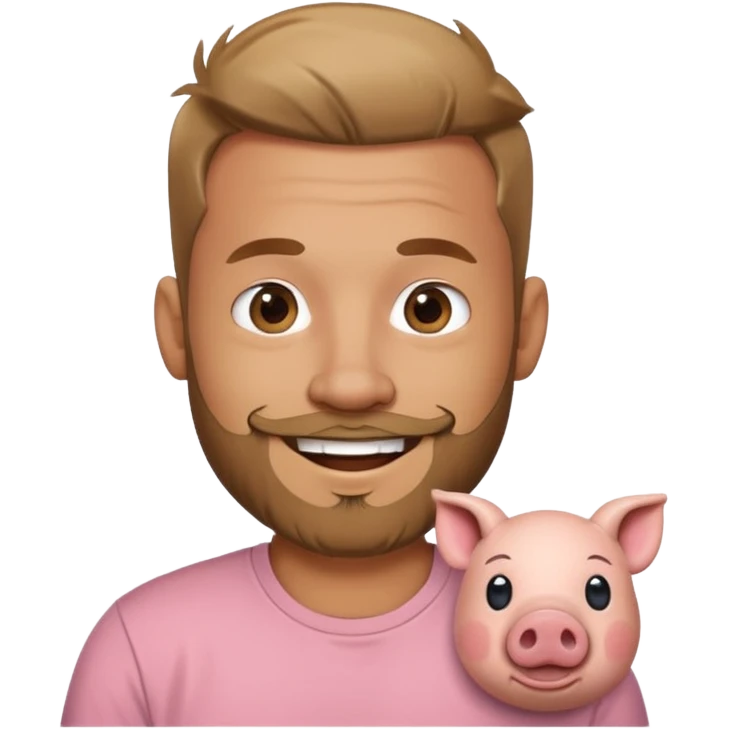 mischevious devil guy thats not scary, just a t-shirt with a beard and a pig nose emoji