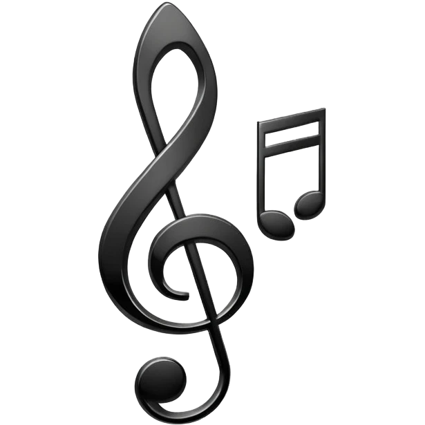 Minimalistic flat vector icon, iOS style, thin black contour on white background. Treble clef and musical notes. Clean, no text, no shadows.
 emoji