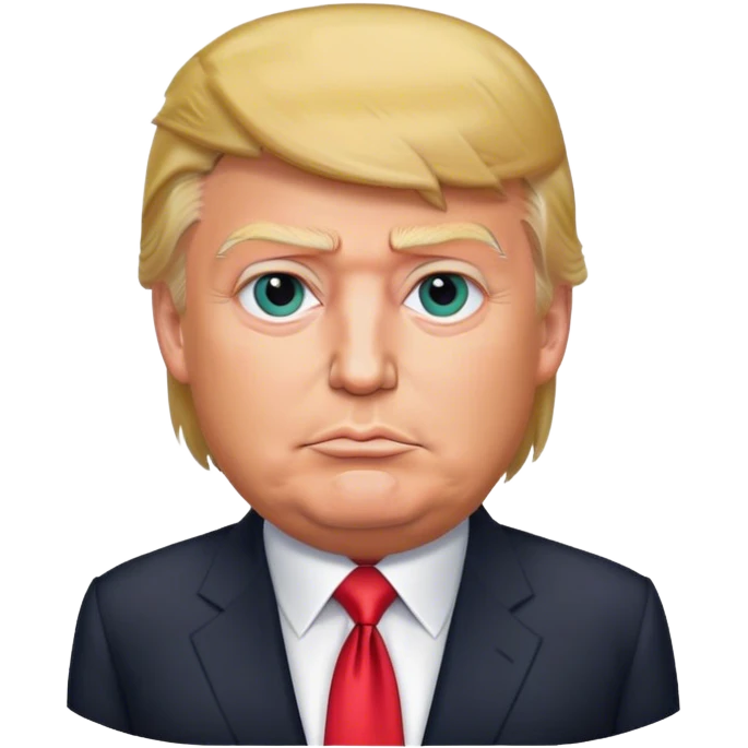 Photorealistic Donald Trump stands in a suit emoji