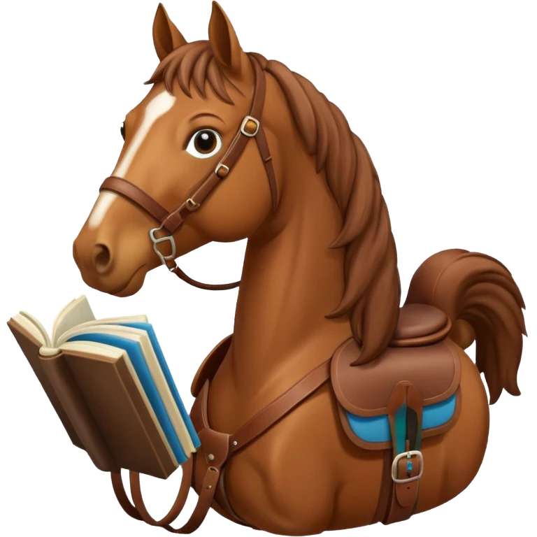 brown horse with book emoji