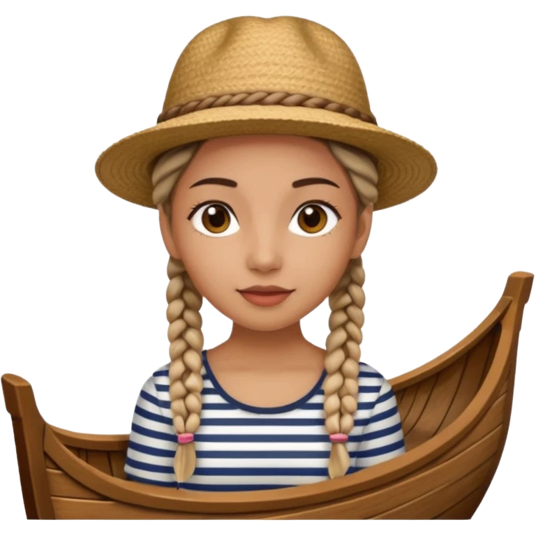 venice gondolier girl with braids, hat top flat emoji