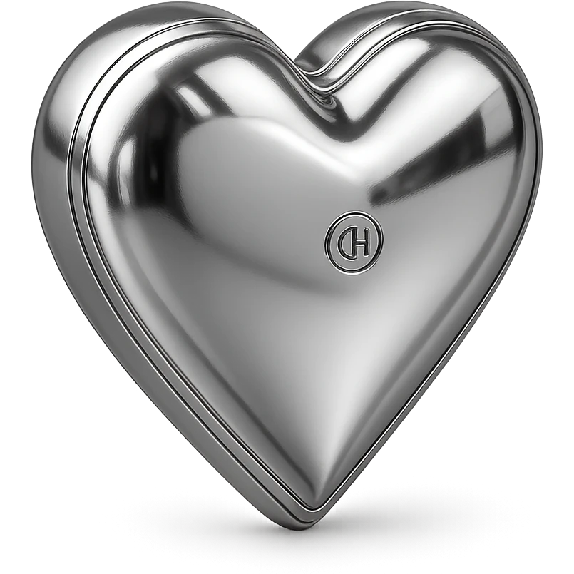 heart with a chrome finish, digital illustration style emoji
