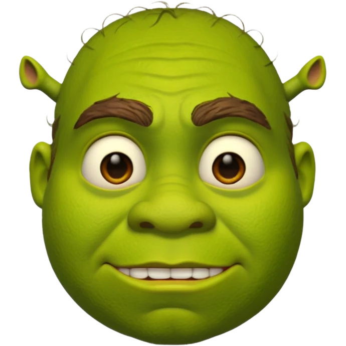 Shrek emoji face showing a 🤨 emoji