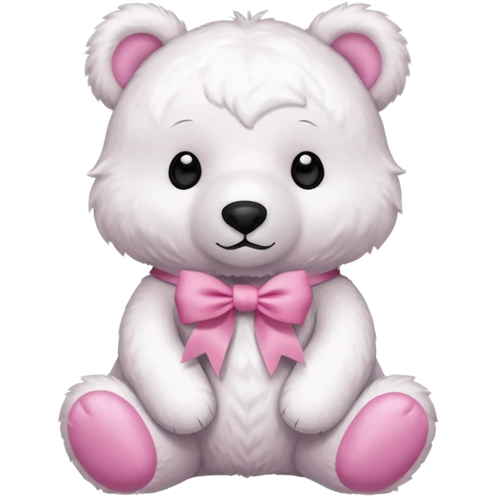 white bear with pink ribbon emoji