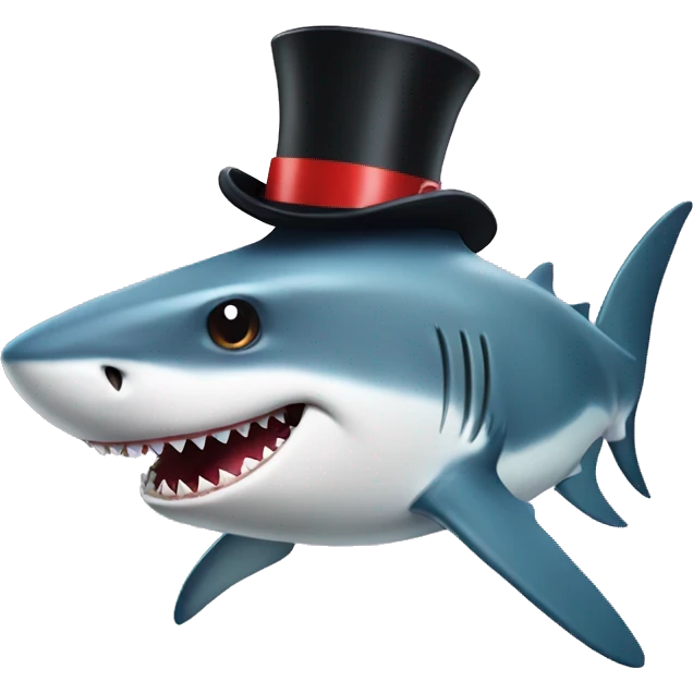 Shark with a top hat emoji