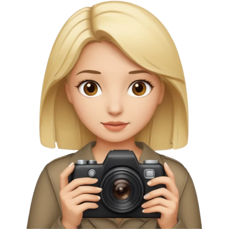  femme blonde yeux marron qui tient un appareil photo emoji