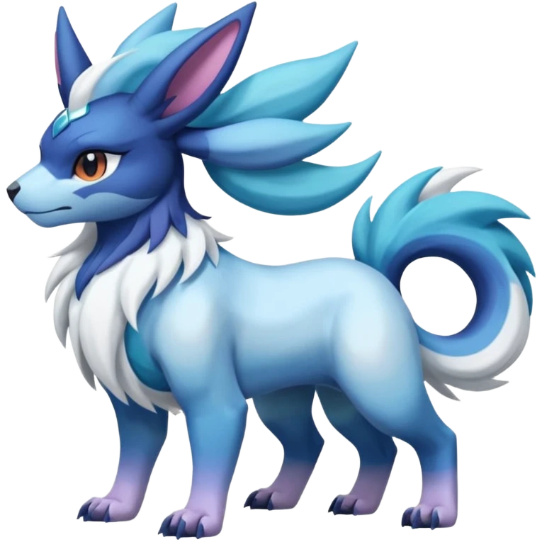 Shiny Sunny furry scaly pastel-gradient Absol-Cobalion-Glaceon-Suicune-Amaura-fusion emoji