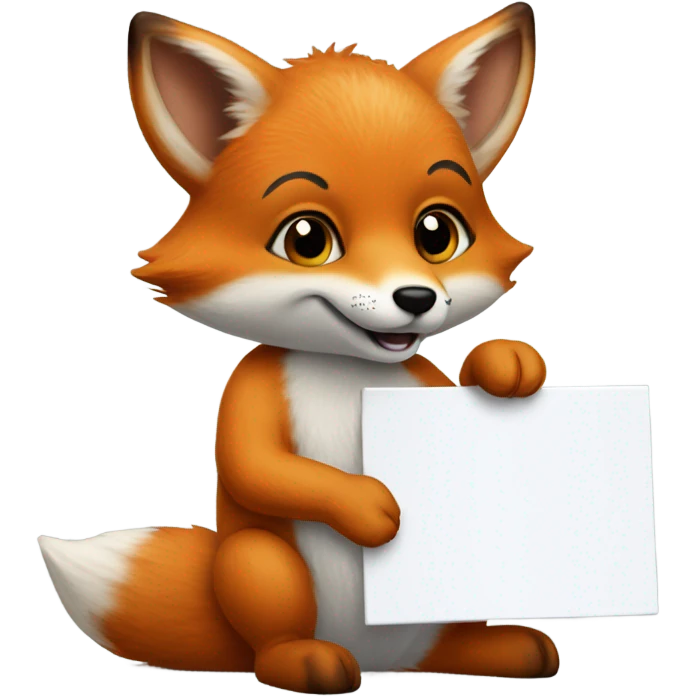 Detailled and photorealistic Baby fox with a blank sign emoji