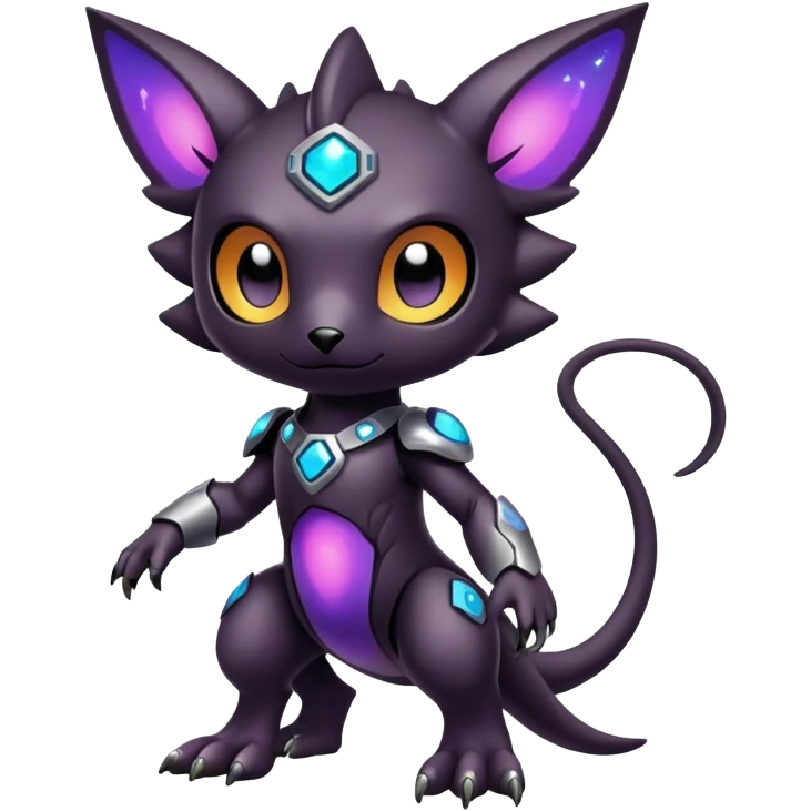Cute cool colorful futuristic dark nebula fantasy-Digimon-animal-hybrid full body emoji