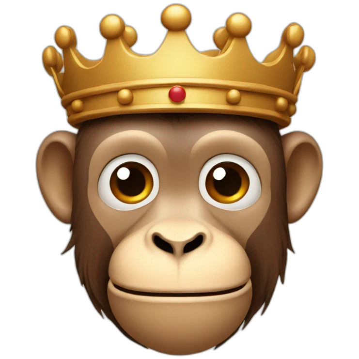 head of monkey with a  wooden crown emoji