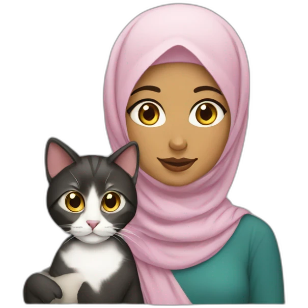 Hijabi girl with a cat emoji