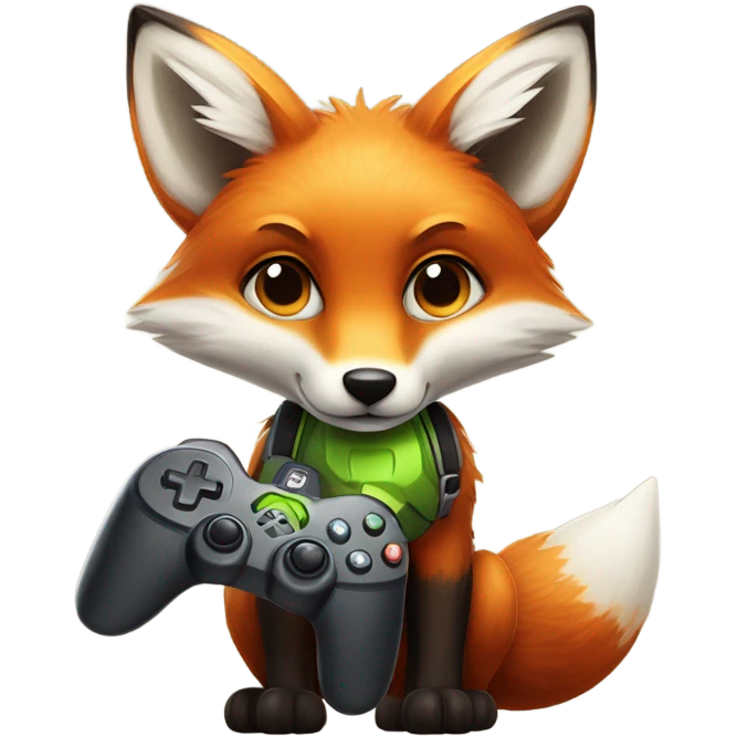 detailled kawaii fox with nvidia controller emoji