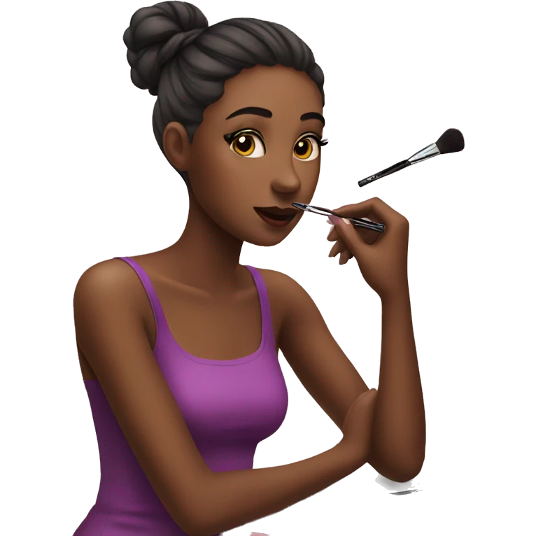 girl doing her makeup in front of a makeup vanity emoji